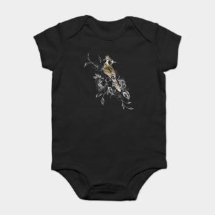 Beautiful Blue Jay Sitting on a Tree Branch with Flowers Baby Bodysuit